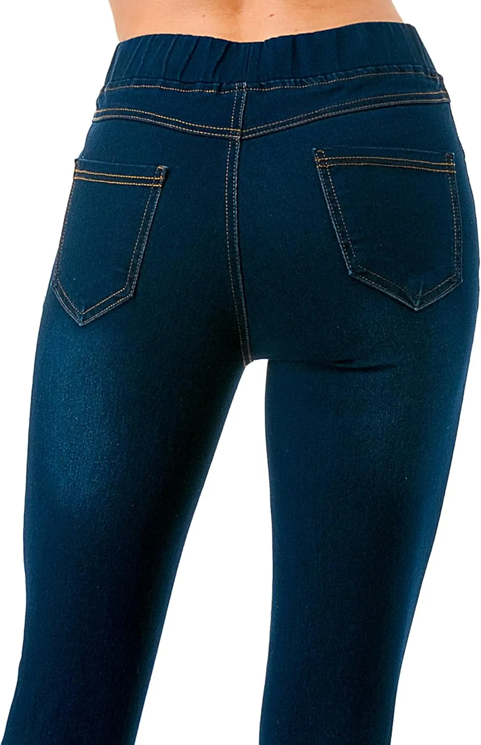 Women's Ripped Destroyed Skinny Jeans & Jeggings Pull-On Elastic Waist Stretch Denim Pants Regular-Plus Size