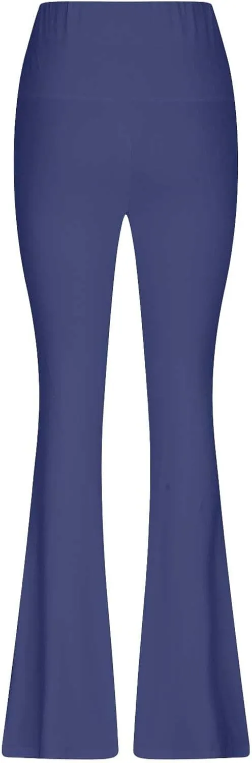 Womens Stretch High Waist Leggings Regular Fitted Solid Flared Pants Active Workout Yoga Pants Seamless