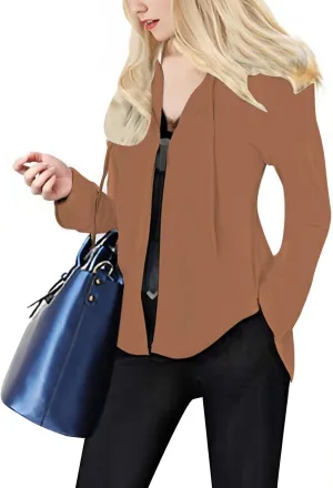 Womens Summer Lightweight Hoodies Open Front Cover Ups Long Sleeve Outwear Cardigans Drawstring Stretchy Cotton Coat