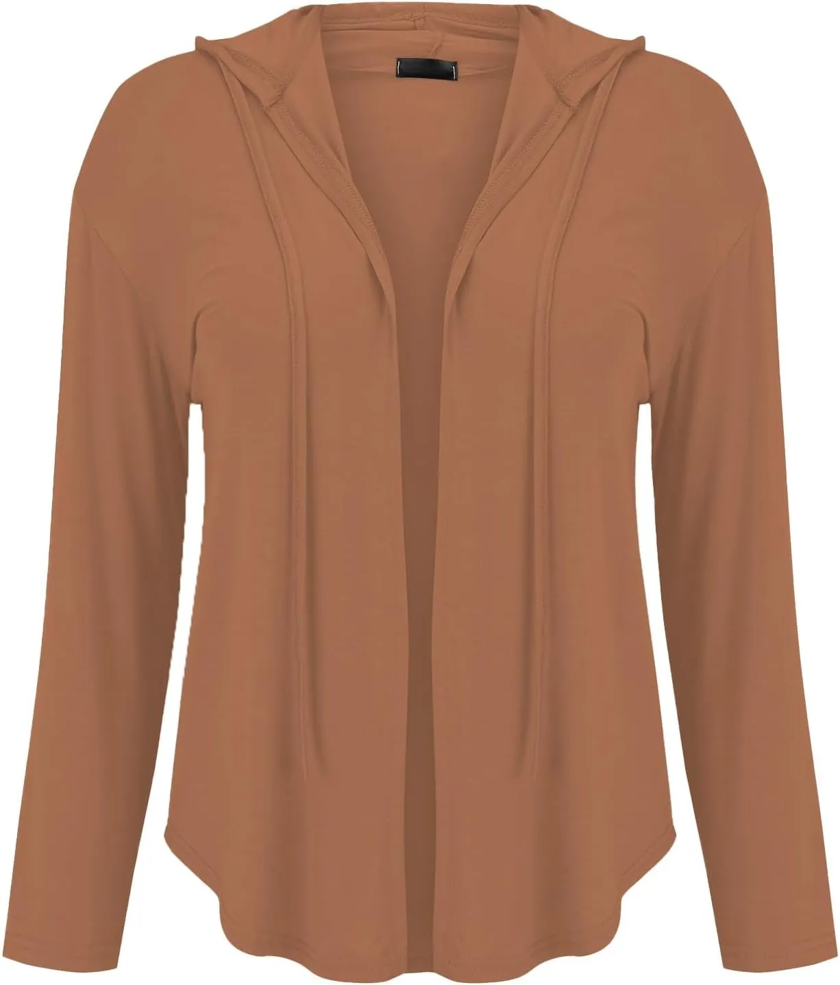 Womens Summer Lightweight Hoodies Open Front Cover Ups Long Sleeve Outwear Cardigans Drawstring Stretchy Cotton Coat