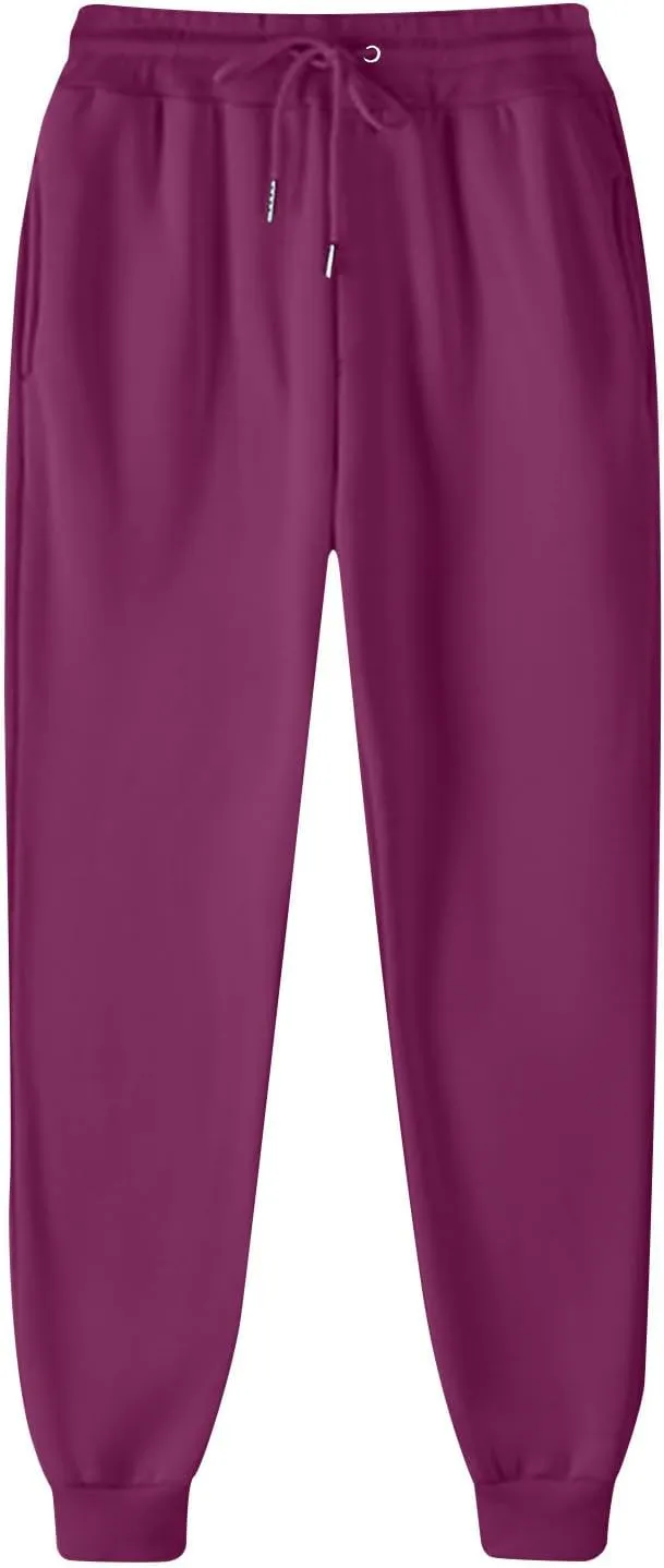 Womens Sweatpants with Pockets Drawstring Joggers Soft Lounge Athletic Yoga Pants with Pockets Track Cuff Trousers 3XL