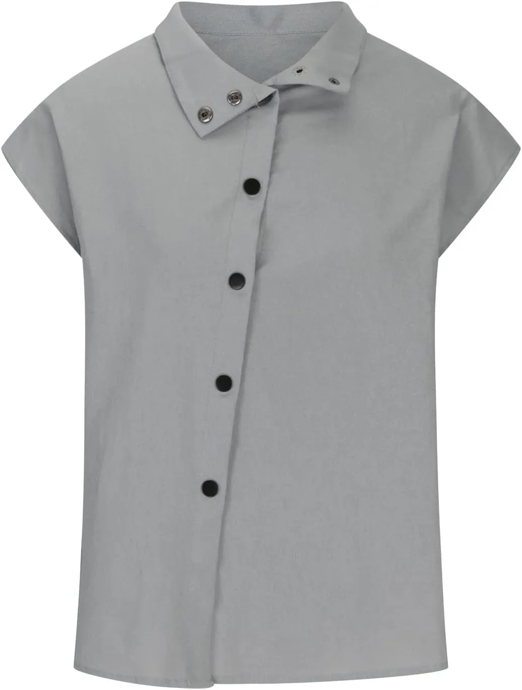 Womens Tshirts Cotton Linen High Neck Cap Sleeve Shirt Summer Fashion Casual Cotton Linen Blouses Trendy Tops