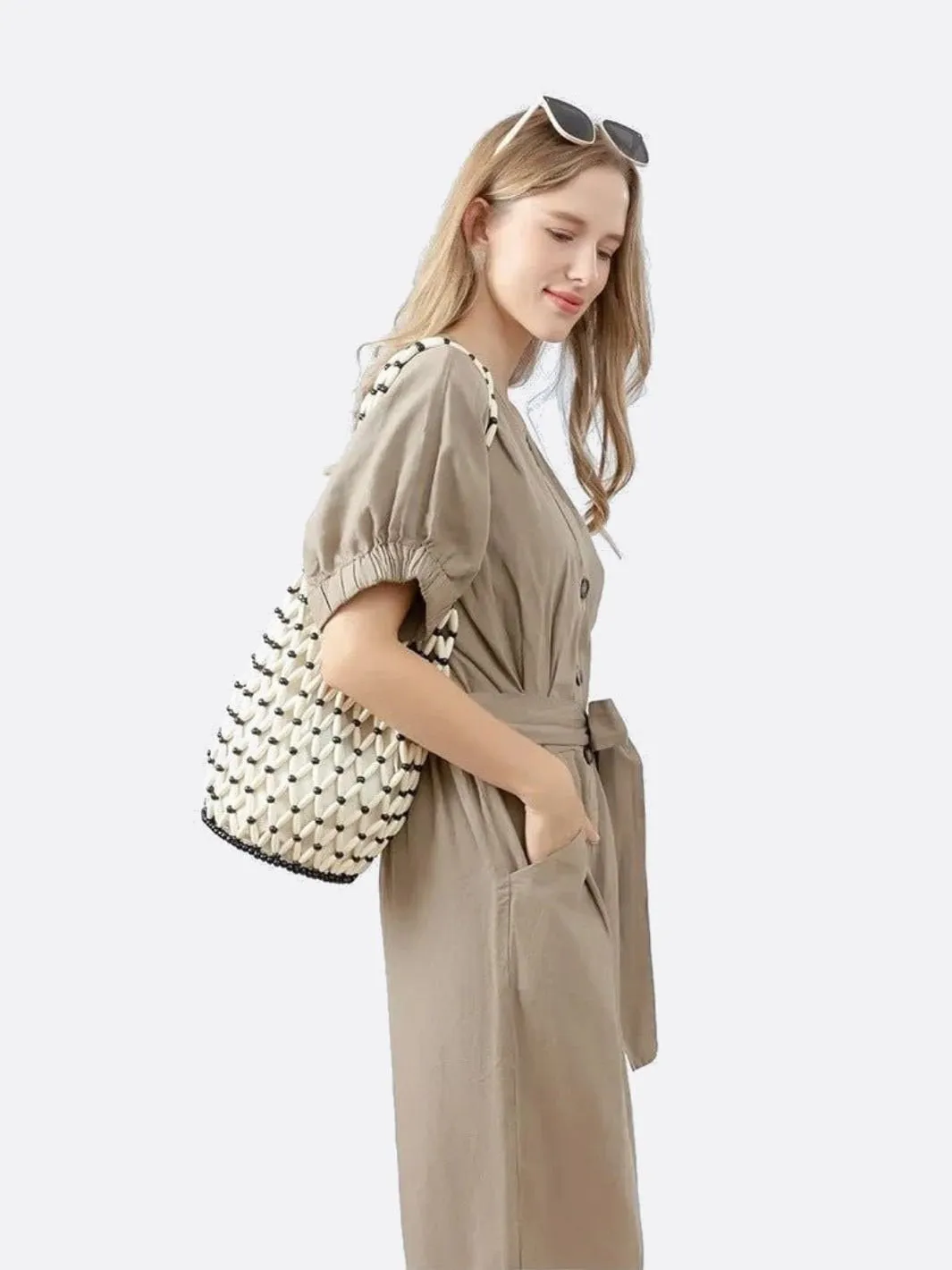Wooden bead bag