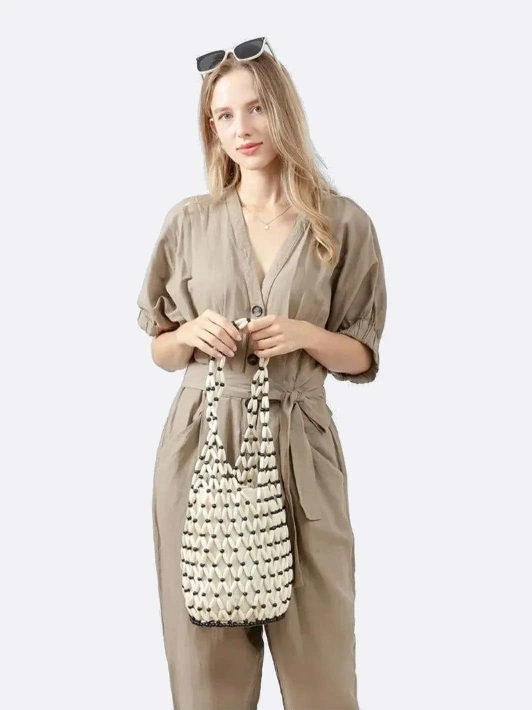Wooden bead bag