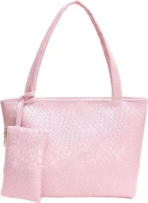 Woven Tote Bags Vegan Leather Purses and Handbags for Women Top Handle Ladies Shoulder Bags 2pc Set