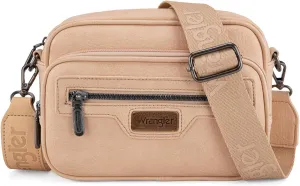 Wrangler Crossbody Bag for Women Vegan Leather Vintage Multi Pocket Crossover Bag Shoulder Purse with Card Slot, Back Zipper Pocket and Adjustable Strap