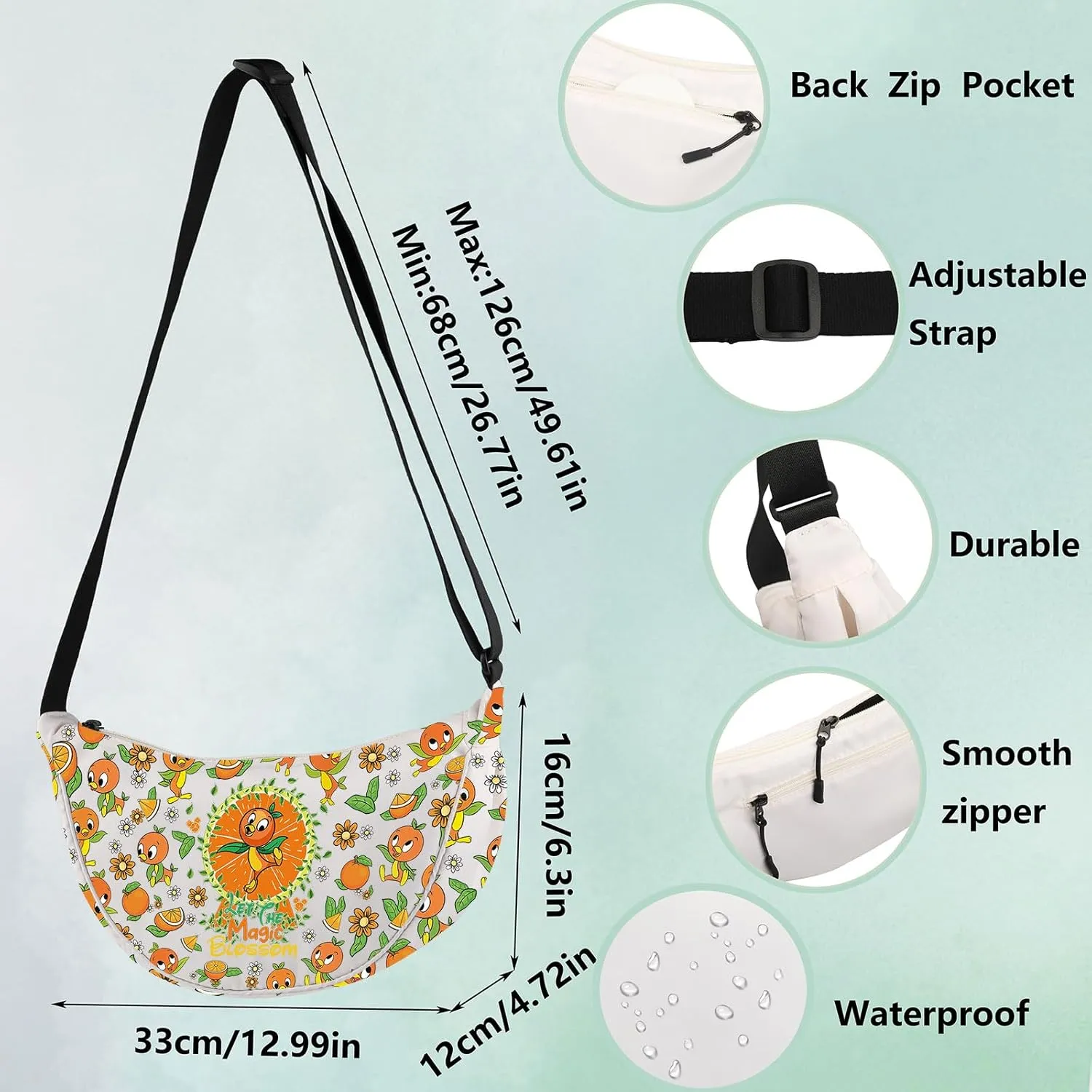 WZMPA Funny Orange Bird Crossbody Bag Bird Lovers Gift Let The Magic Blossom Shoulder Bag Bird Merch