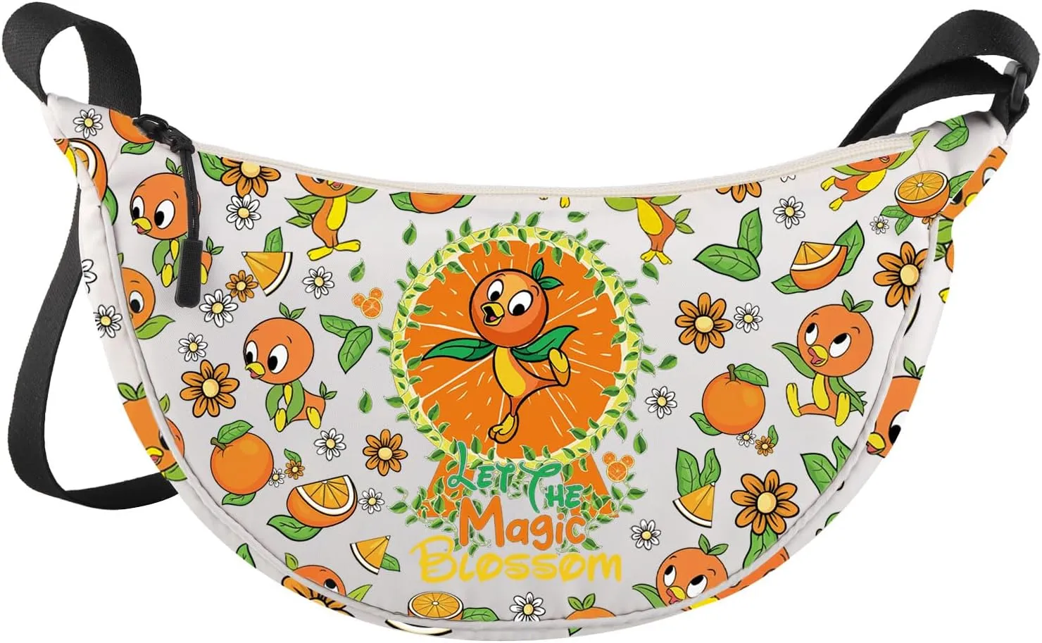 WZMPA Funny Orange Bird Crossbody Bag Bird Lovers Gift Let The Magic Blossom Shoulder Bag Bird Merch