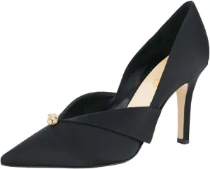 XYD Women's Pumps Stiletto High Heels Rhinestone Bead Closed Pointed Toe Slip On Comfort Ladies Office Work Church Wedding Party Dress Satin Shoes