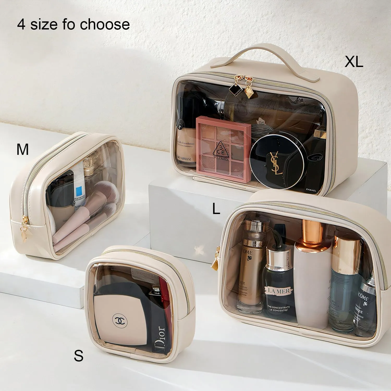 YDR Clear Cosmetics Bag,Small Makeup Bag Cute Travel Makeup Bag Tote Bag Travel Essentials Organizers Toiletry Bag for Women