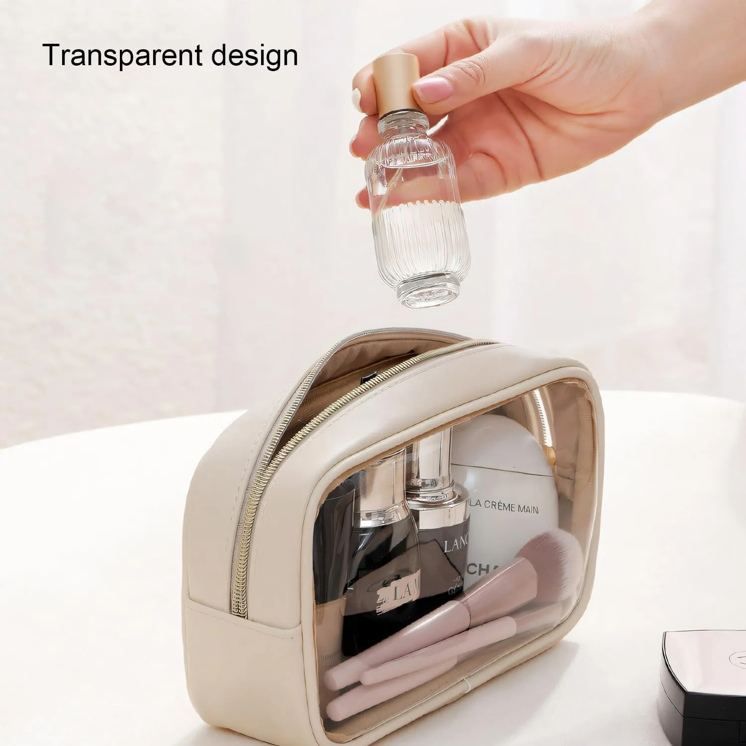 YDR Clear Cosmetics Bag,Small Makeup Bag Cute Travel Makeup Bag Tote Bag Travel Essentials Organizers Toiletry Bag for Women