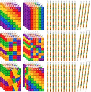 Yexiya 25 Pack Mini Building Block Notebooks Spiral Notepads with 50 Toy Brick Wood Pencils, Building Party Favors Gifts for Kids Birthday Party, Goodie Bag Stuffers, Children Classroom Rewards