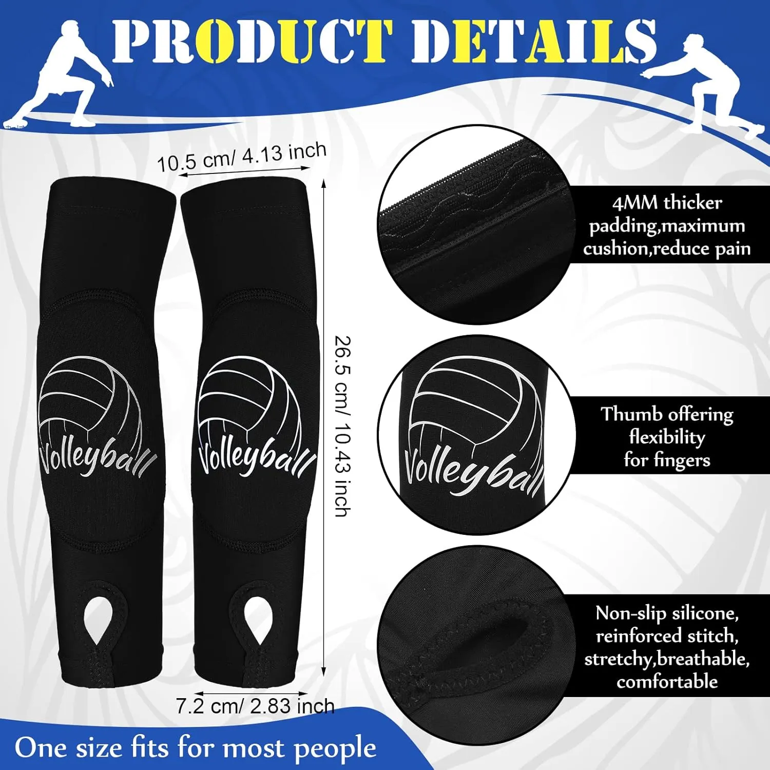 Yinder 4 Pcs Volleyball Accessories Include Knee Pads ,Arm Sleeves , Drawstring Bag,Softball Headbands for Women Volleyball Training Dance