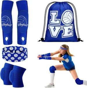 Yinder 4 Pcs Volleyball Accessories Include Knee Pads ,Arm Sleeves , Drawstring Bag,Softball Headbands for Women Volleyball Training Dance