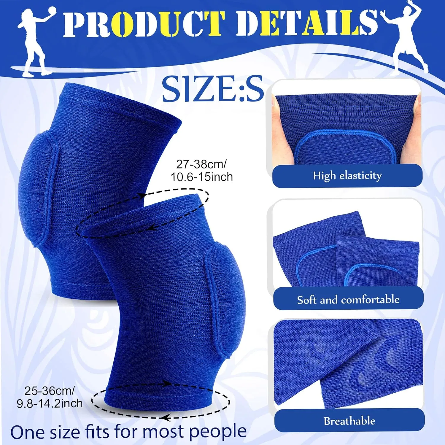 Yinder 4 Pcs Volleyball Accessories Include Knee Pads ,Arm Sleeves , Drawstring Bag,Softball Headbands for Women Volleyball Training Dance