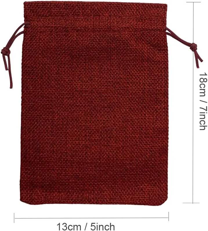 Yisowank 15PCS Burlap Drawstring Gift Bags,5x7 inch Pouch Bags Small Party Favor Gift Bags for Wedding Christmas Birthday Bridal Shower Anniversary Thanksgiving (5 x 7 inch, Dark Red)