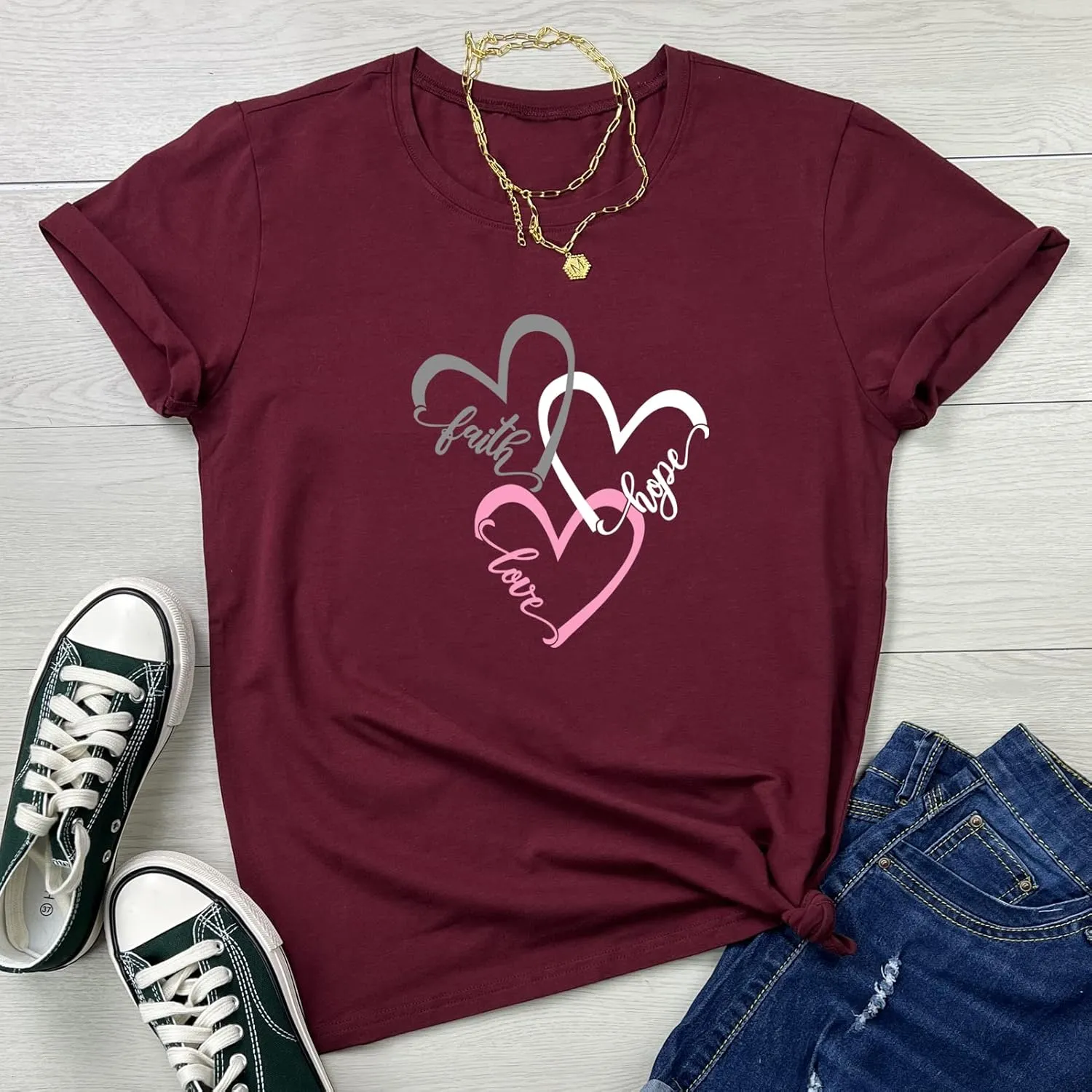 YITAN Women Graphic Tees Casual Soft Cotton T Shirts