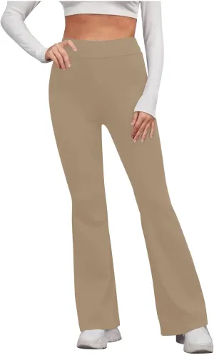 Yoga Flared Pants for Women High Waisted Bootcut Workout Tummy Control Leggings Trendy Stretchy Athletic Trousers