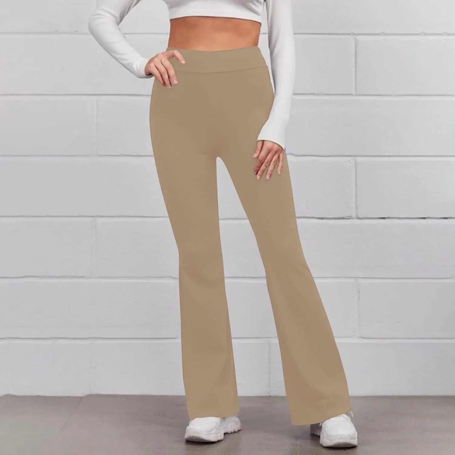 Yoga Flared Pants for Women High Waisted Bootcut Workout Tummy Control Leggings Trendy Stretchy Athletic Trousers