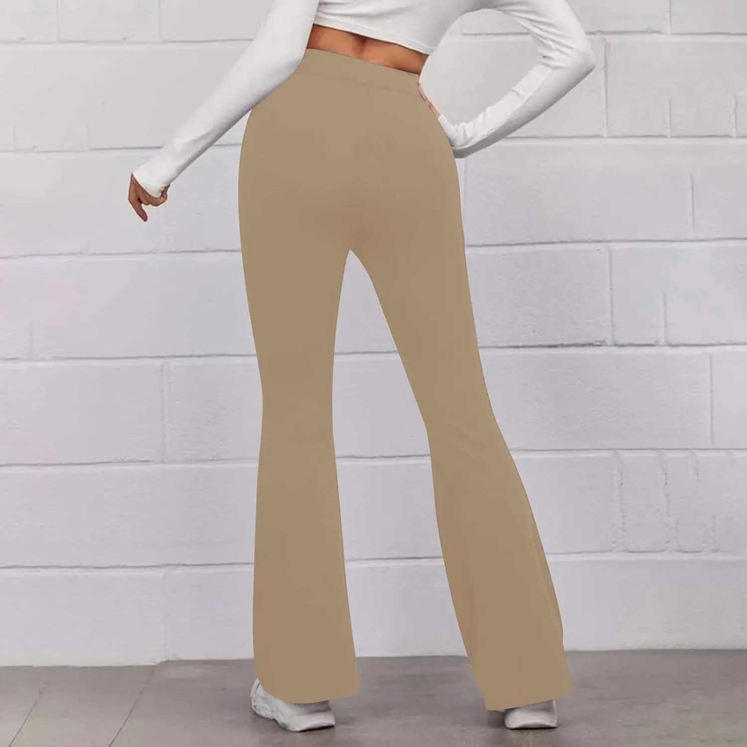 Yoga Flared Pants for Women High Waisted Bootcut Workout Tummy Control Leggings Trendy Stretchy Athletic Trousers