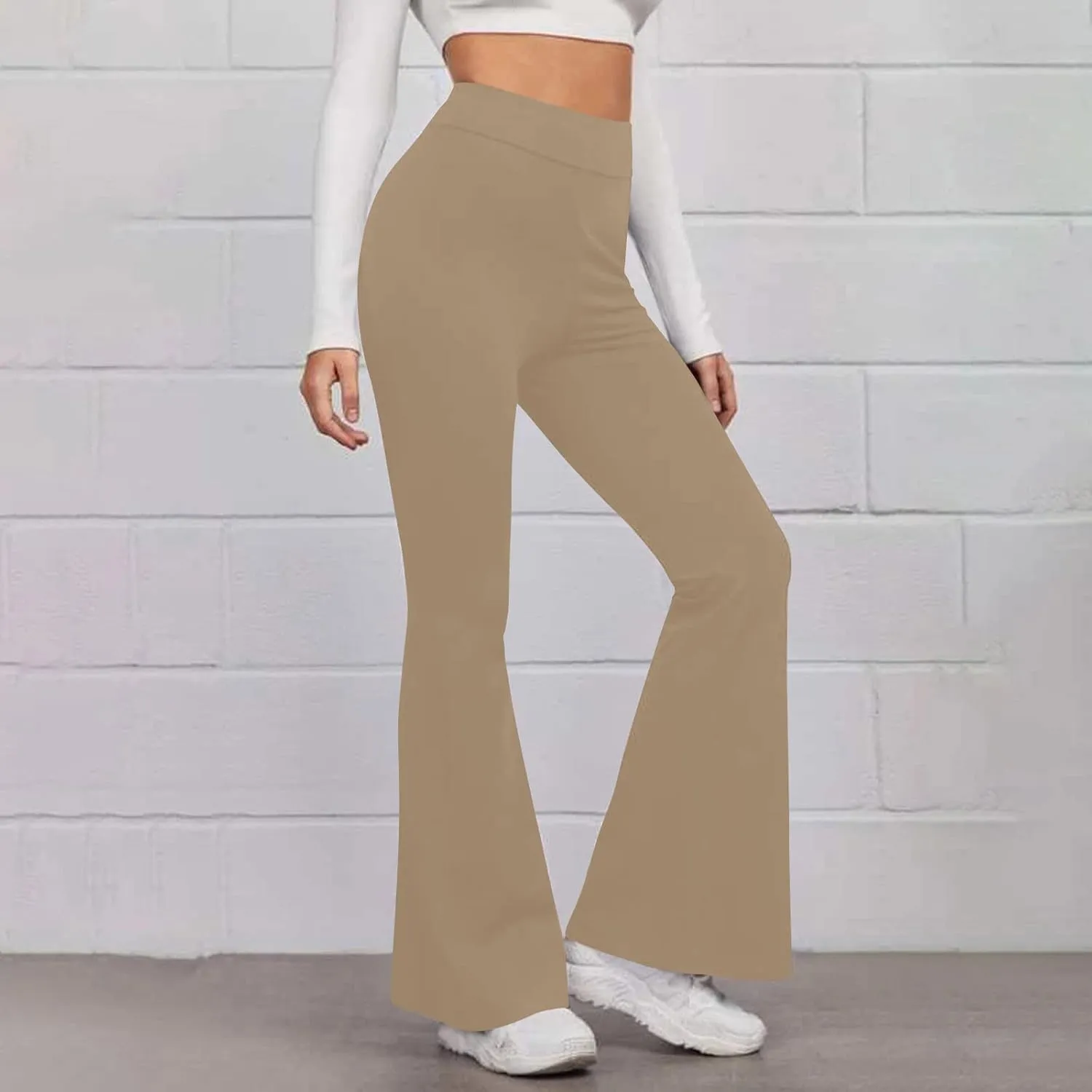 Yoga Flared Pants for Women High Waisted Bootcut Workout Tummy Control Leggings Trendy Stretchy Athletic Trousers