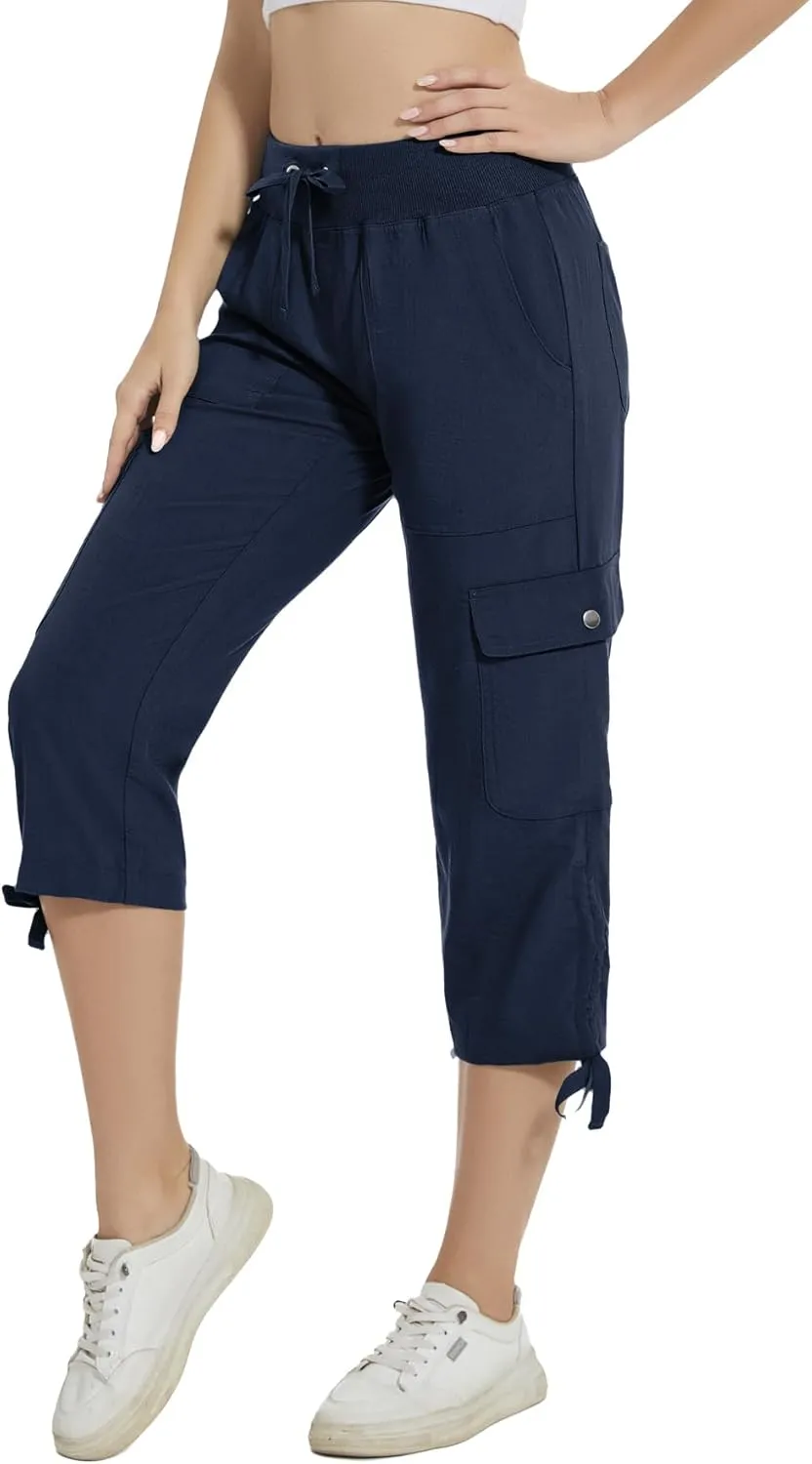 YuKaiChen Women's Capris Hiking Summer Pants Outdoor Athletic Casual with Pockets