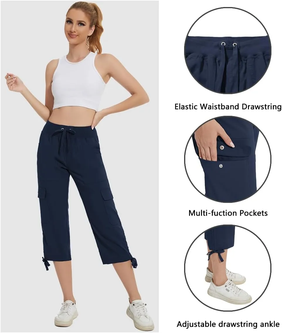 YuKaiChen Women's Capris Hiking Summer Pants Outdoor Athletic Casual with Pockets