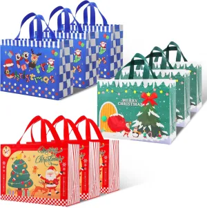 Yunaeduo Gift Bags - Christmas & Holiday Bags Set, 9 Pcs Gift Totes with Handles, 12.5" x 9.8" x 5.5