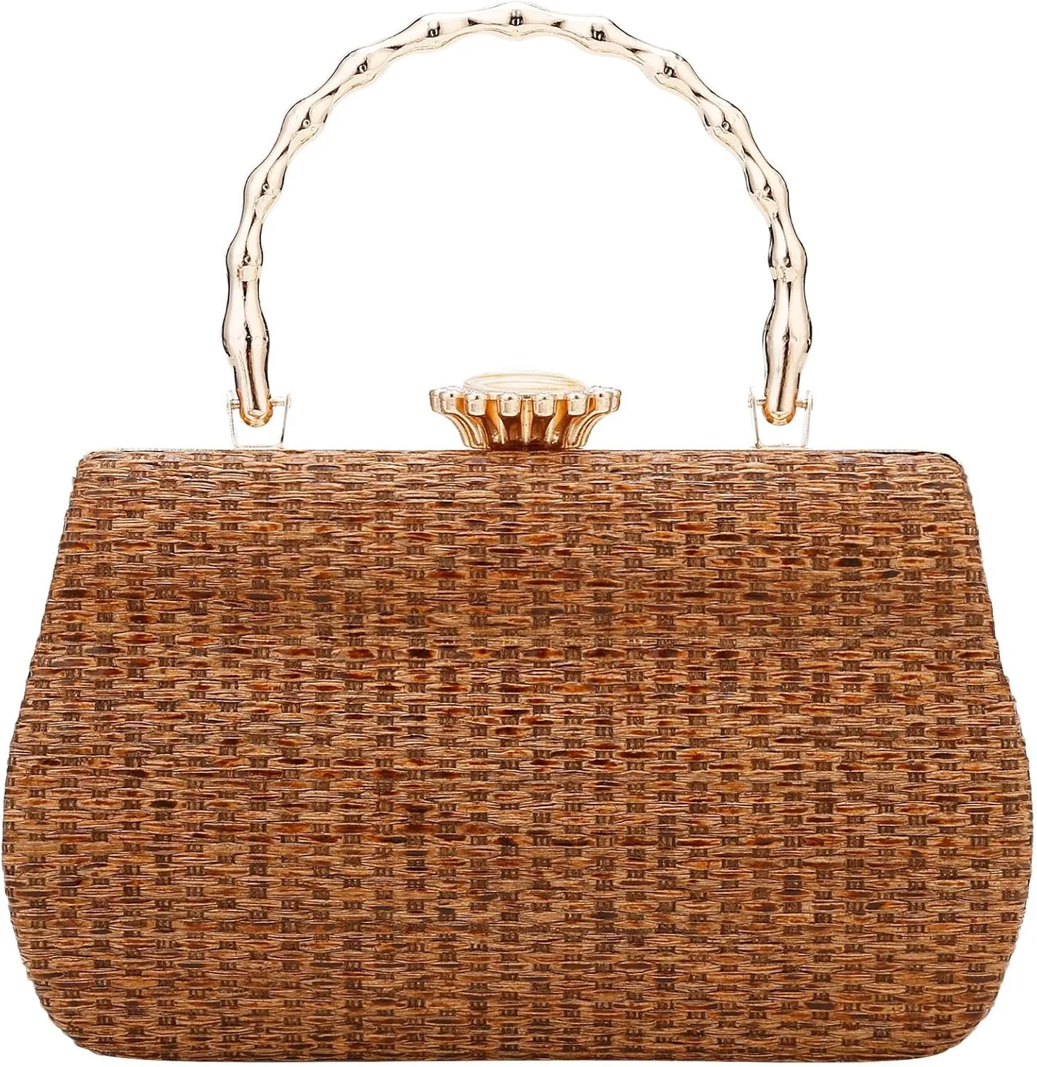 YYW Straw Beach Tote Bag Summer Women Handbags Vacation Shoulder Purse with Chain Woven Bag Gifts