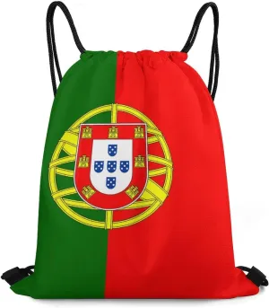 Zakqeik Portugal Flag Unisex Drawstring Backpack Bag Cute Sport Gym Dance Travel Pockets