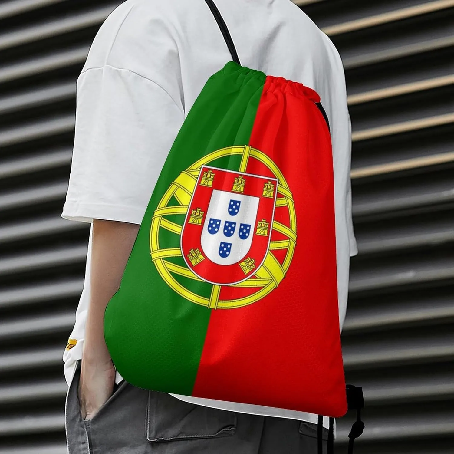 Zakqeik Portugal Flag Unisex Drawstring Backpack Bag Cute Sport Gym Dance Travel Pockets