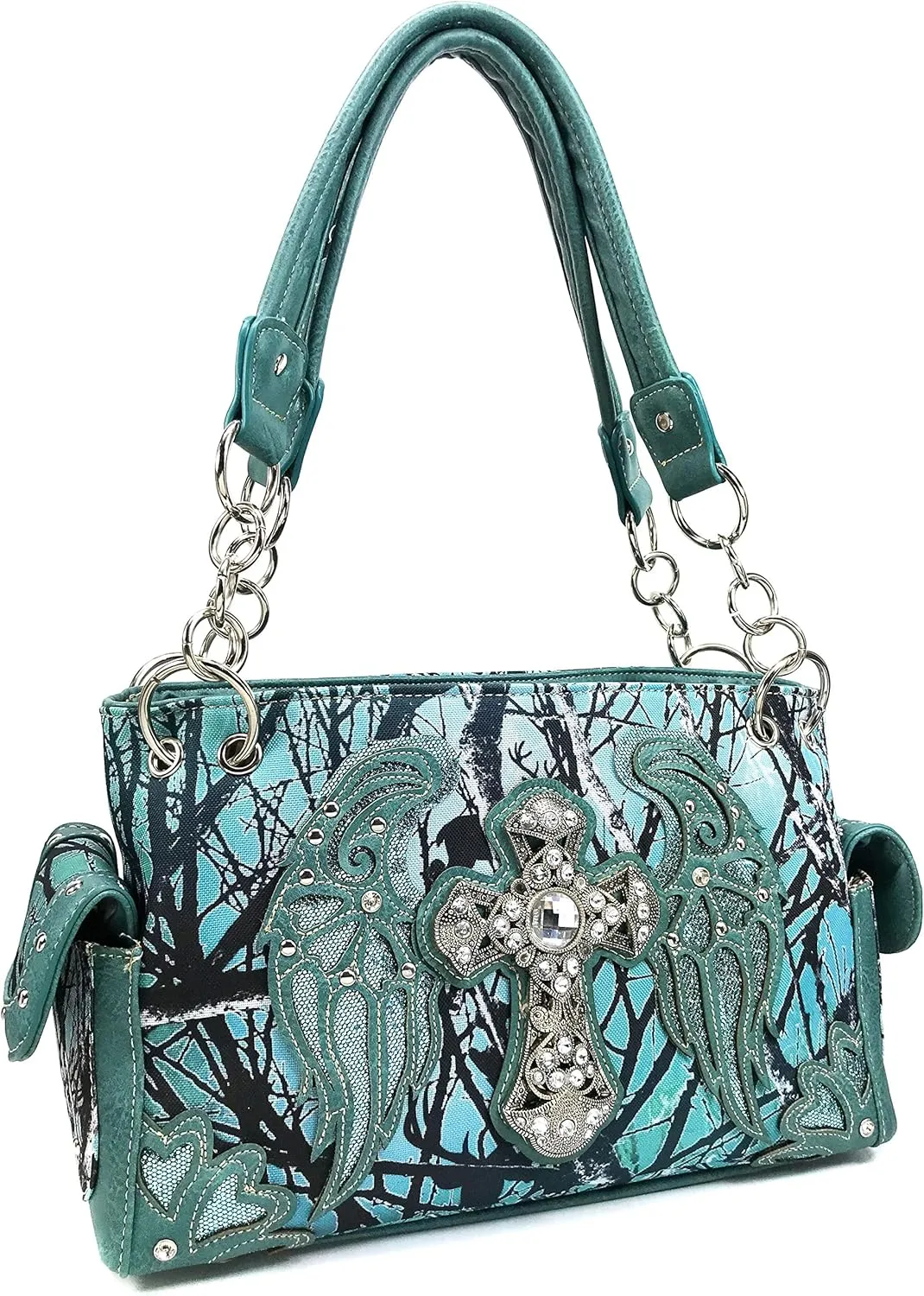 Zelris Camouflage Shine Glow Cross Wings Women Conceal Carry Handbag