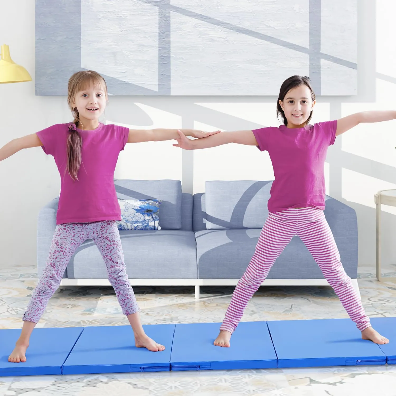ZENOVA Gymnastics Mat 6'x3'x2''/4'x8'x2'' Exercise Mat Gym Mat for Home Aerobics Workout Foldable Tumbling Mat Children Gifts