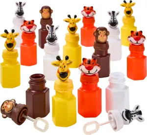 Zoo Animal Bubbles - 24 Pack - Safari Party Favors, Bulk Mini Wand Bottles - Jungle Zoo Characters for Kids